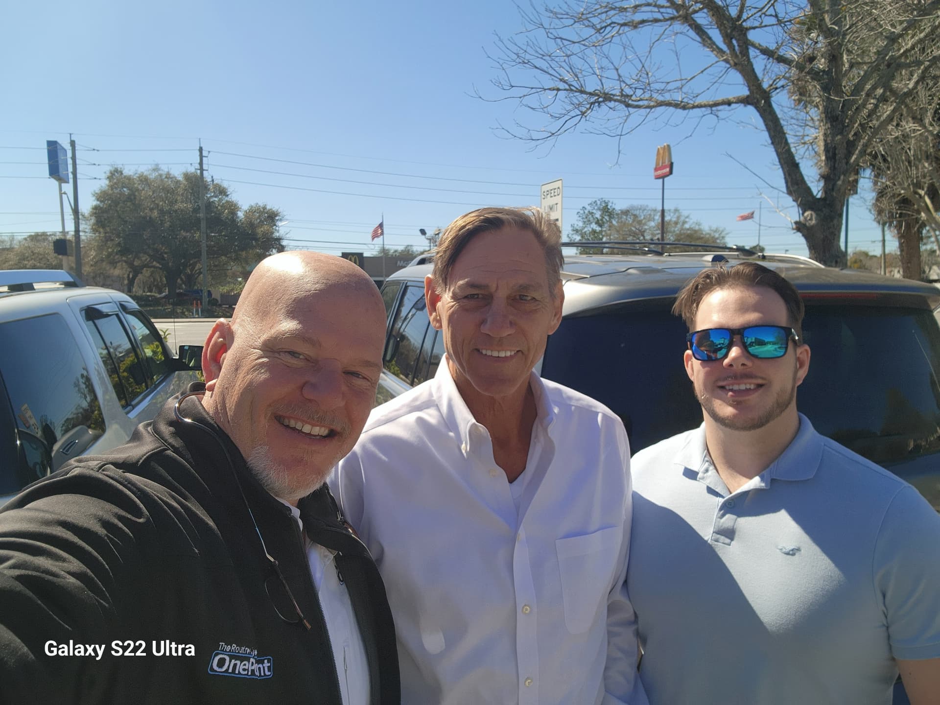 Jeff Coach Tree Rountree, Robert H. Steele, and Chase Rountree together after the lunch that started the Steele Agency partnership